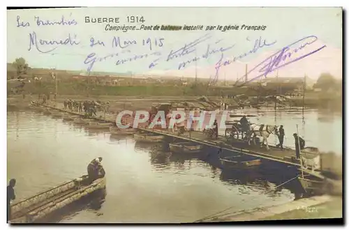 Cartes postales Militaria Compiegne Pont de bateaux installe par le Genie Francais