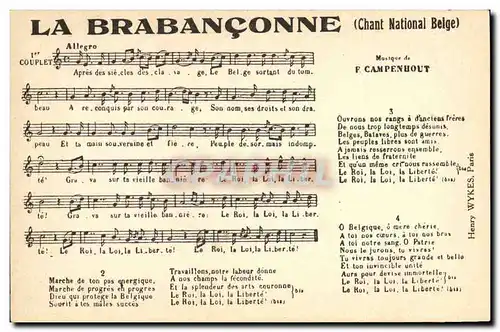 Cartes postales La Brabanconne Chant national belge Campenuout