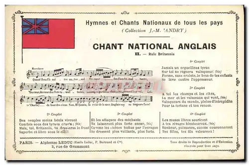 Cartes postales Chant national Anglais Rule Britannia