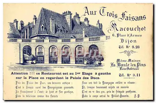 Cartes postales Aux Trois faisans Racouchot Restaurant Place d&#39armes Dijon