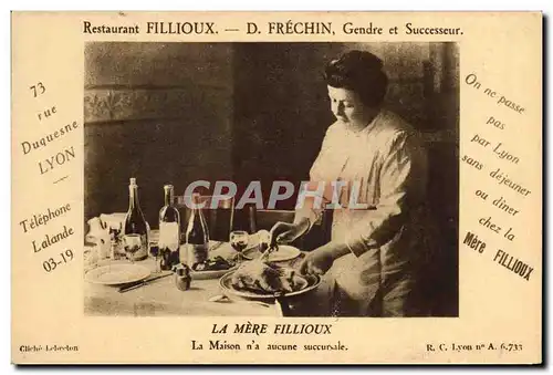 Cartes postales Restaurant Fillioux Frechin La Mere Fillioux Duquesne Lyon