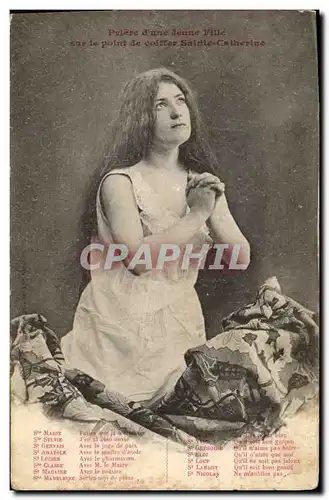 Ansichtskarte AK Fantaisie Femme Priere d&#39une jeune fille sur le point de coiffer Sainte Catherine