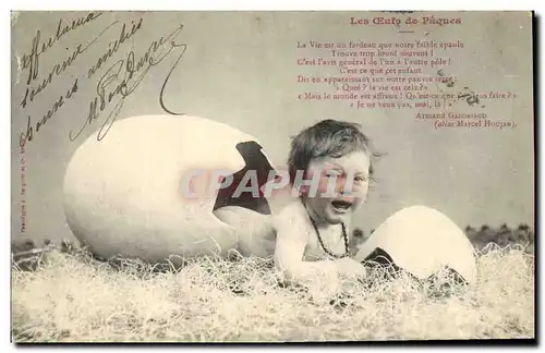 Cartes postales Fantaisie Enfant Les oeufs de Paques