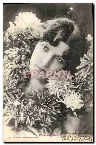 Cartes postales Fantaisie Femme Fleurs d&#39hiver