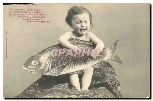 Ansichtskarte AK Fantaisie Enfant Poisson d&#39avril