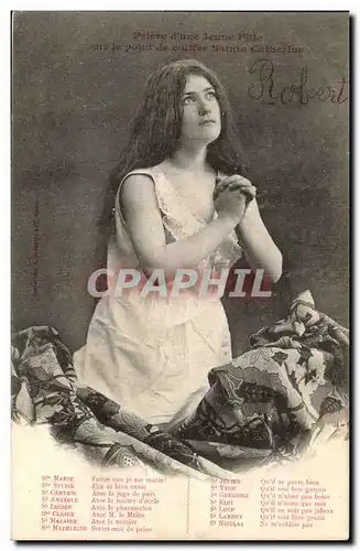 Cartes postales Fantaisie Femme Priere d'une jeune fille sur le point de coiffer Sainte Catherine