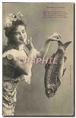 Ansichtskarte AK Fantaisie Enfant Poisson d&#39Avril