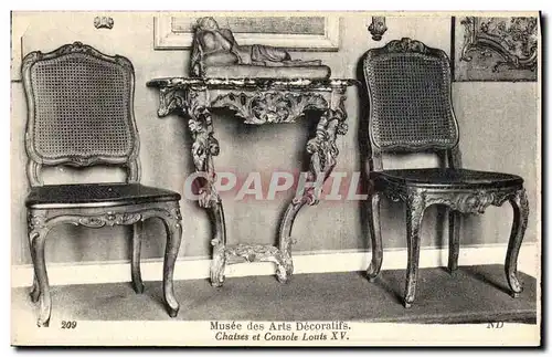 Cartes postales Musee des Arts Decoratifs Chaises et console Louis XV