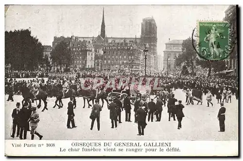 Cartes postales Obseques du General Gallieni le char funebre vient se ranger pour le defile