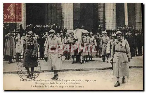 Ansichtskarte AK Paris Fetes du cinquantenaire de la Republique Hommage au Poilu inconnu et a Gambetta La sortie