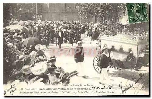 Cartes postales Toulon Funerailles des victimes de la Couronne Monsieur Thomson conduisant le deuil apres le cha