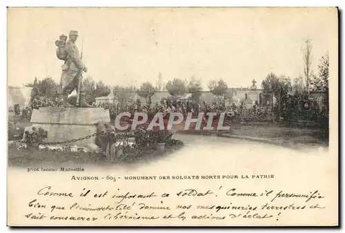 Cartes postales Militaria Avignon Monument des soldats morts pour la patrie