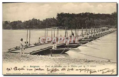 Ansichtskarte AK Militaria Avignon Pont de bateaux sur le Rhone par le 7eme Genie