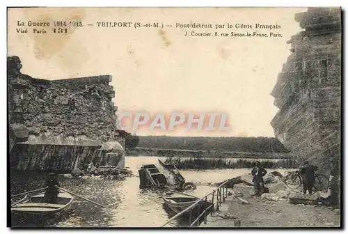 Ansichtskarte AK Militaria Le pont de Triport pres de Meaux Une auto allemande tomba a l&#39eau