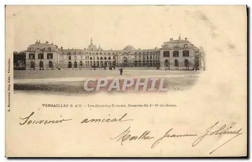 Vintage Postcard Militaria Versailles the large stables Quarters 1st Rgt of the Genius