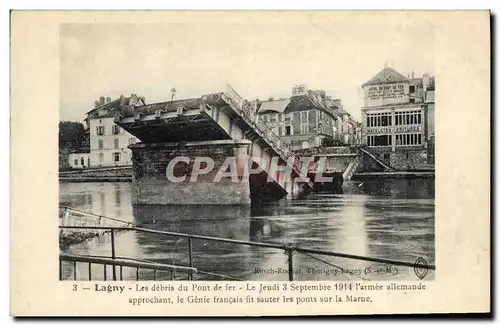 Cartes postales Militaria Lagny Les debris du pont de fer