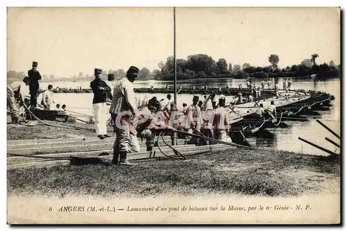 Ansichtskarte AK Militaria Angers Lancement d&#39un pont de bateaux sur la Marne par le 6eme Genie