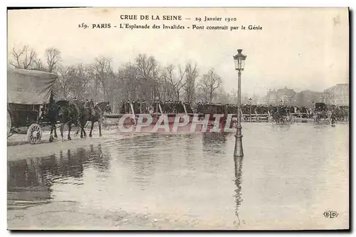 Cartes postales Militaria Paris Crue de la Seine Esplanade des Invalides Pont detruit par le Genie