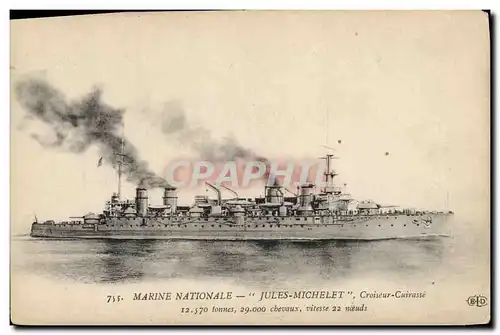 Cartes postales Bateau Jules Michelet Croiseur Cuirasse