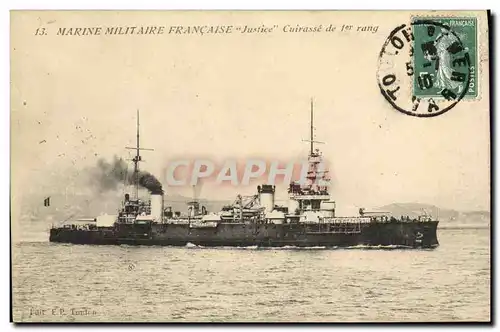 Cartes postales Bateau Justice Cuirasse de 1er rang