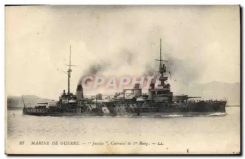 Cartes postales Bateau Justice Cuirasse de 1er rang