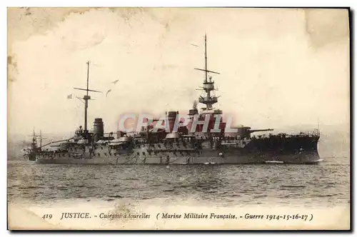 Cartes postales Bateau Justice Cuirasse a tourelles