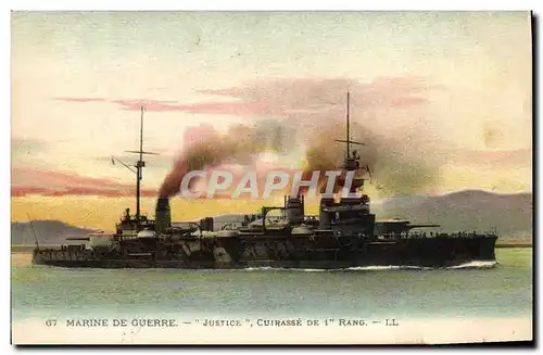 Cartes postales Bateau Justice Cuirasse de 1er rang