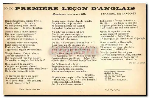 Cartes postales Premiere lecon d&#39Anglais Abron de Cangolis