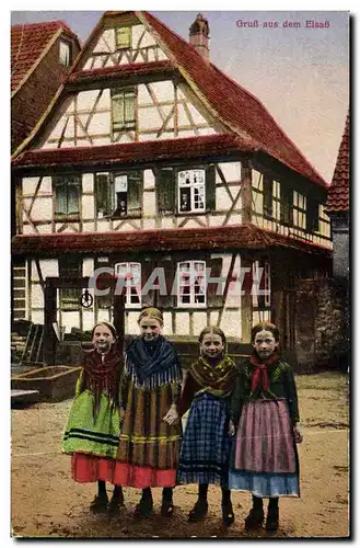 Cartes postales Folklore Alsace Enfants