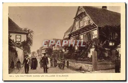 Ansichtskarte AK Folklore Alsace Un bapteme dans un village d&#39Alsace