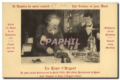 Cartes postales Cuisine La Tour d&#39Argent Paris Restaurant Quai de la Tournelle 5eme