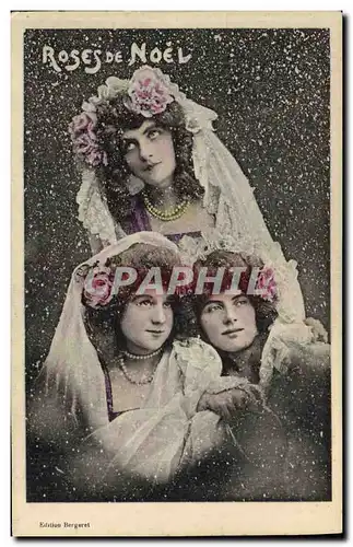 Cartes postales Fantaisie Femmes Roses de Noel