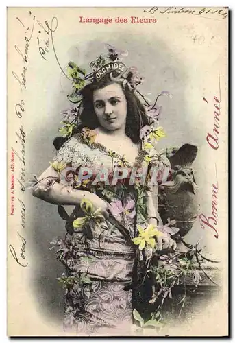 Cartes postales Fantaisie Femme Langage des Fleurs