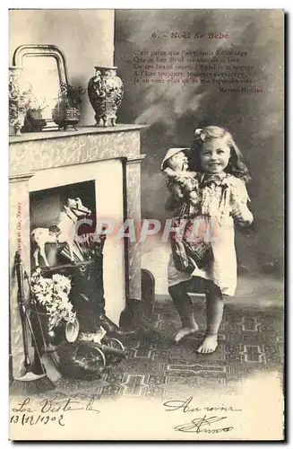 Cartes postales Fantaisie Enfant Noel de Bebe Cheval