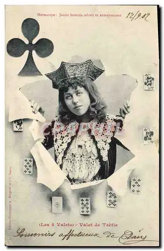 Cartes postales Fantaisie Enfant Horoscope Les 4 Valets Valet de Trefle