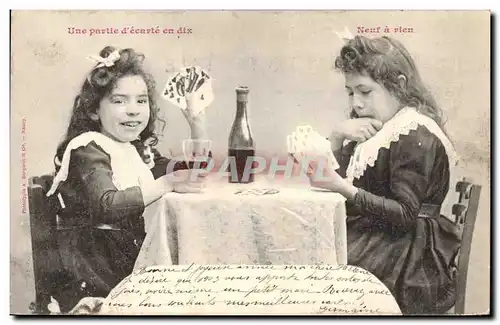 Cartes postales Fantaisie Enfants Une partie d&#39ecarte en dix Neuf a rien