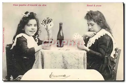 Cartes postales Fantaisie Enfants Une partie d&#39ecarte en dix Neuf a rien