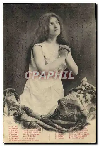 Cartes postales Fantaisie Femme Priere d&#39une jeune fille