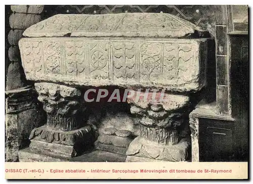 Ansichtskarte AK Moissac Eglise abbatiale Interieur sarcophage merovingien dit tombeau de St Raymond