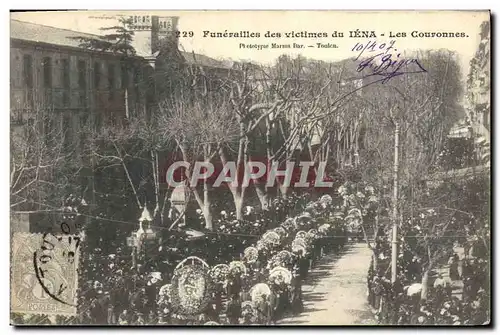Cartes postales Funerailles des victimes du Iena Les couronnes