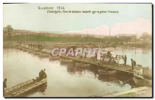 Ansichtskarte AK Militaria Compiegne Pont de bateaux installe par le genie francais