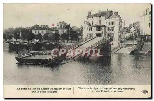 Ansichtskarte AK Militaria Le pont de fer de lagny Thorigny detruit par le genie francais