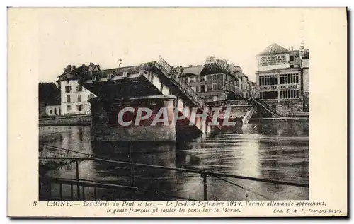 Cartes postales Militaria Lagny Les debris du pont de fer