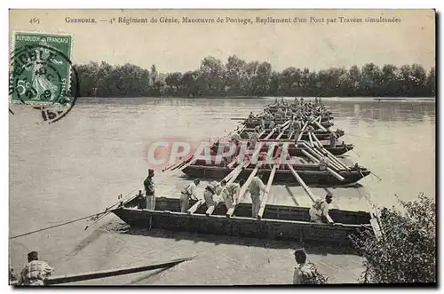 Cartes postales Militaria Grenoble 4eme Regiment de Genie Manoeuvre de Pontage Repliement d&#39un pont par trave