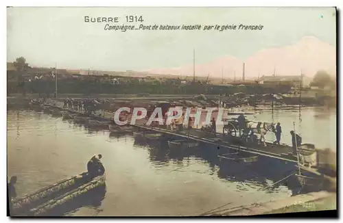 Ansichtskarte AK Militaria Compiegne Pont de bateaux installe par le genie francais