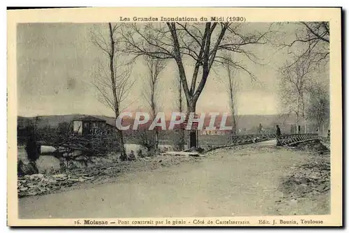 Cartes postales Militaria Les grandes inondations du Midi 1930 Moissac Pont construit par le Genie Cote de Caste