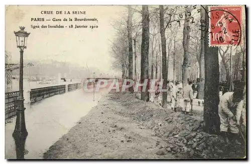 Ansichtskarte AK Militaria Paris Crue de la Seine Gare de la Bourdonnais ligne des invalides