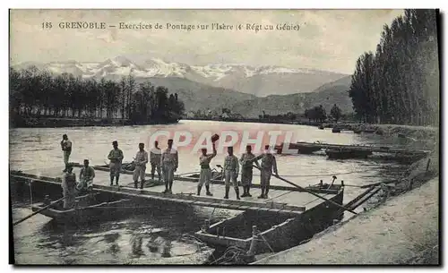 Cartes postales Militaria Grenoble Exercices de pontage sur l&#39Isere 4eme rgt du Genie