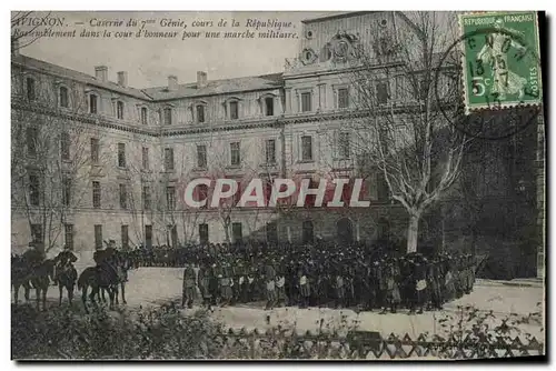 Cartes postales Militaria Avignon Caserne du 7eme Genie Cours de la Republique Rassemblement dans la cour d&#39h