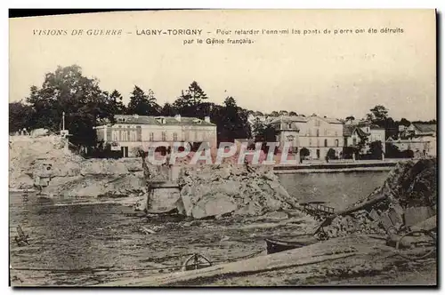 Cartes postales Militaria Lagny Torigny Pont detruit par le Genie Francais